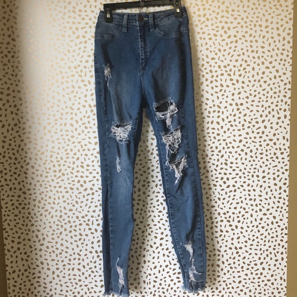 little miss high rise distressed jeans